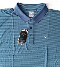 Callaway Polo Shirt Opti-Dri Real Teal Whte Striped Golf Shirt LT
