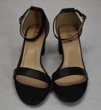 EIElax Black & Nude Sandals 4" Block Heel Ankle Strap Leather Womens Size 8.5