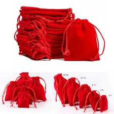 25/50/100 Jewelry Pouches Velour Velvet Drawstring Gift Bags Wedding Favors Sets