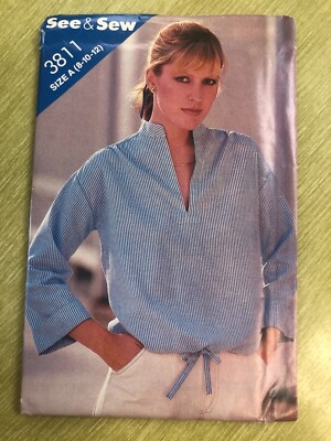 Easy See & Sew 3811 Misses V-neck Top pattern  Sizes 8-12  UNCUT