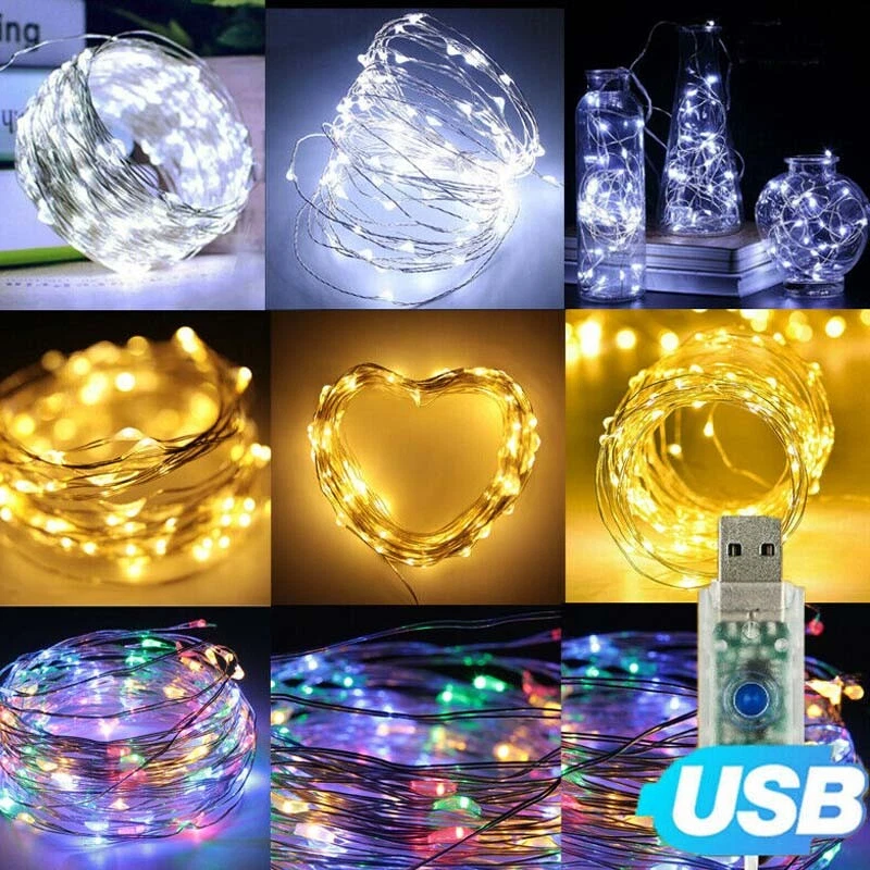 5-20M 50/100/200LED Copper Wire Party USB Twinkle LED String Fairy Lights Remote - Image 2 of 4