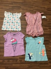 Lot of 4 pcs Girls Size 12M Various Colors: 3 pcs Tops, 1 Romper