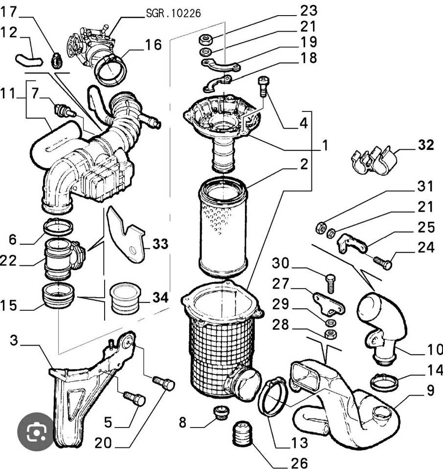 Caja de filtro de aire filtro de aire Alfa Romeo GTV Spider 3.2 V6 24V 916 55187508 NUEVO Foto 2 de 4
