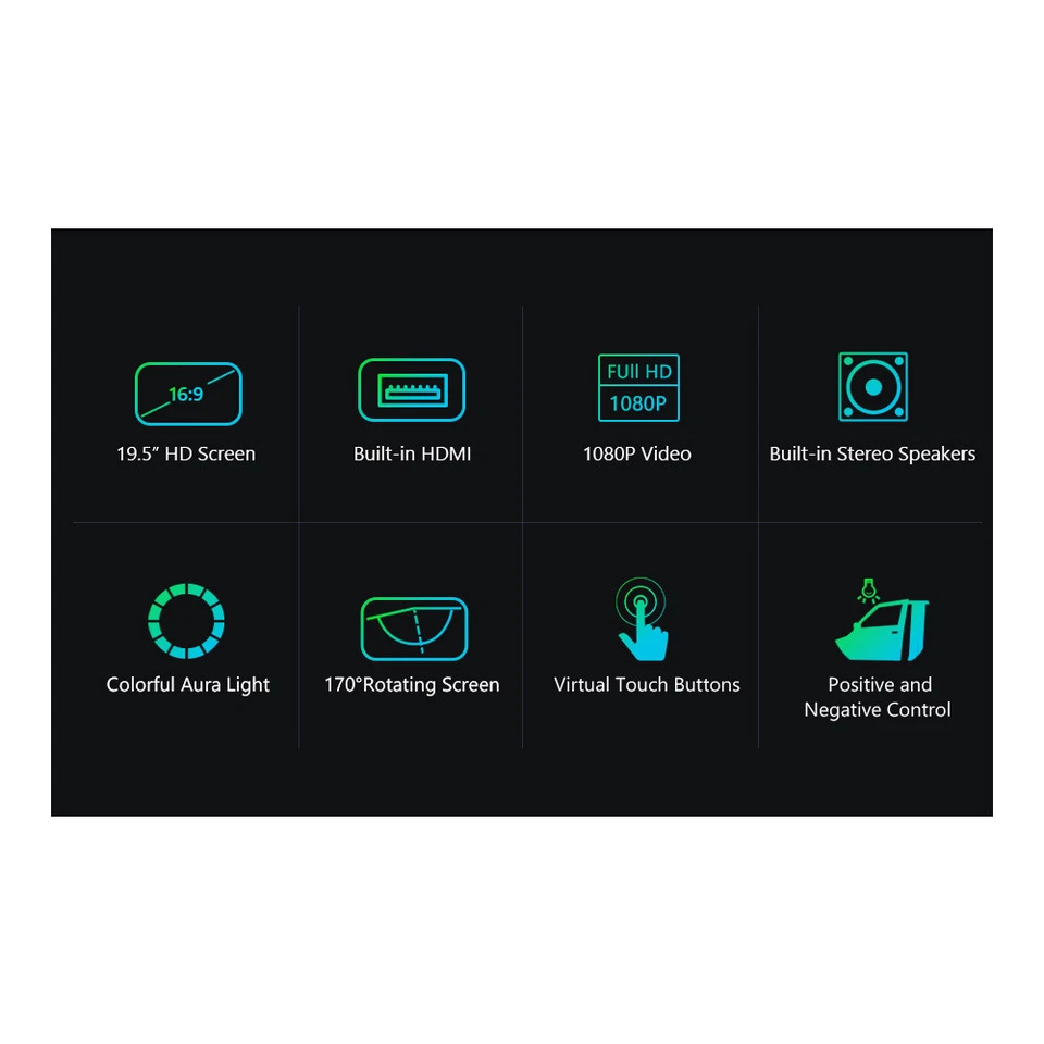 19.5" Flip Down Car Roof Monitor Ceiling Overhead HD 1080P USB HDMI +IR Headsets - Image 4 of 4