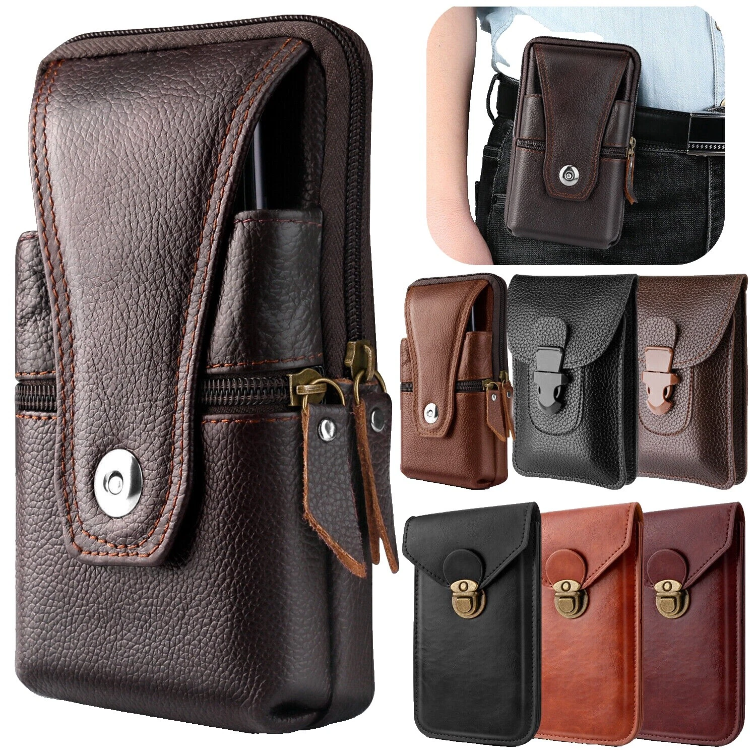 Leather Glossy Cell Phone Cases, Covers & Skins for Alcatel-Lucent with Card Pocket