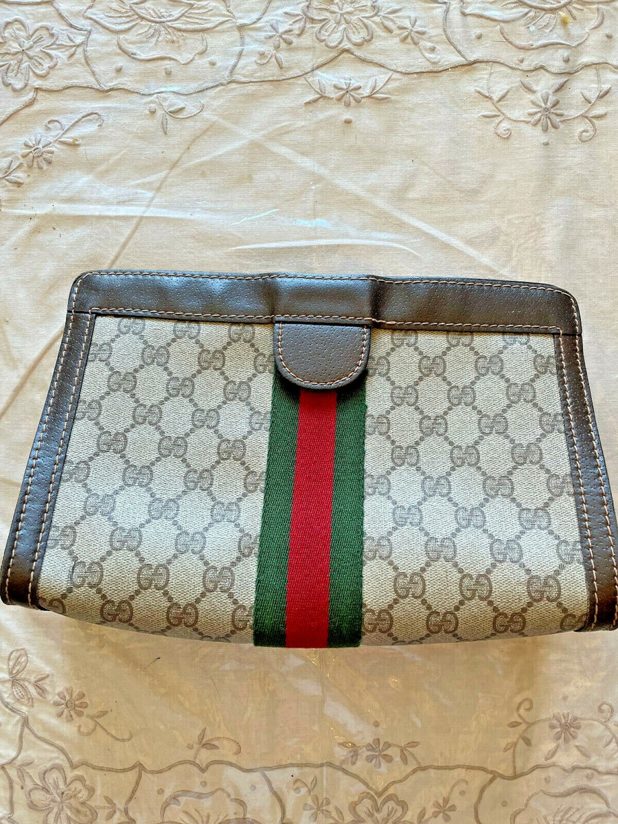 GUCCI Vintage GG Web Supreme Canvas Clutch cosmetic parfums GUCCI Vintage GG Web Supreme Canvas Clutch cosmetic parfums