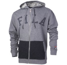 FILA Mens XL 46-48 Gym Rat Full Zip Hoody Hoodie Sweatshirt Grey  Black  NEW 