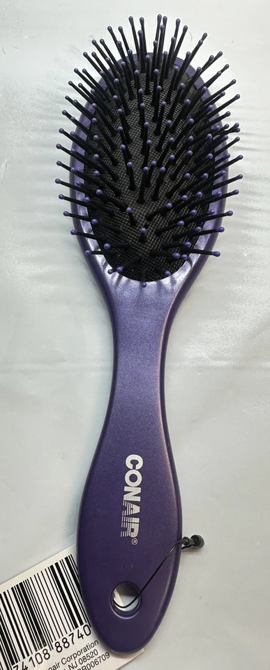 Cepillo desenredante cojín Conair ColorVibes acabado metálico púrpura # 88740 Foto 2 de 2