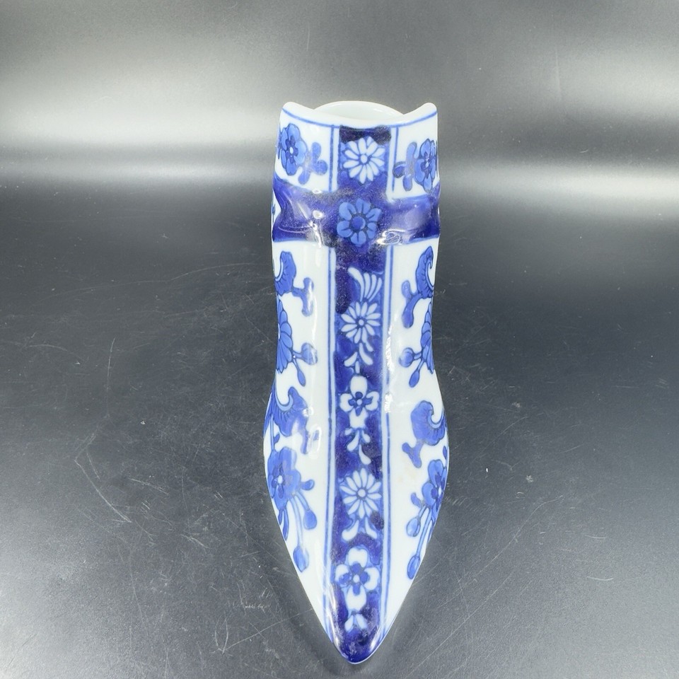 Vintage Ceramic Delft Ware Pottery Blue and White Shoe Slipper Vase