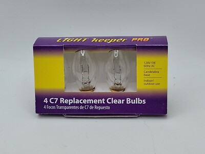 Light Keeper Pro Clear C7 Replacement Bulbs 120V 5W 60Hz AC  4-Count