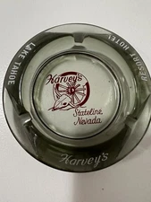 Vintage Glass Ashtray Harvey's Lake Tahoe Resort Hotel Stateline, Nevada