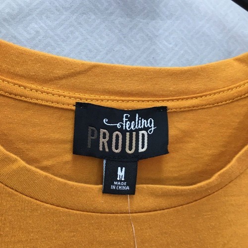 New Feeling Proud camicia manica corta giallo scuro taglia M maglietta grafica uomo casual - Foto 4 di 12