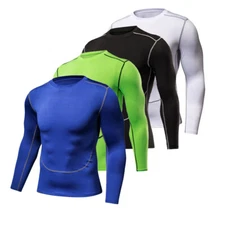 Men's Compression Shirts Long Sleeve Workout Gym T-Shirt Running Tops Base Layer