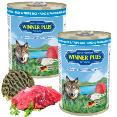 Winner Plus SUPER PREMIUM MENUE PUR Rind & Pansen Mix 12 x 400 g I Nassfutter