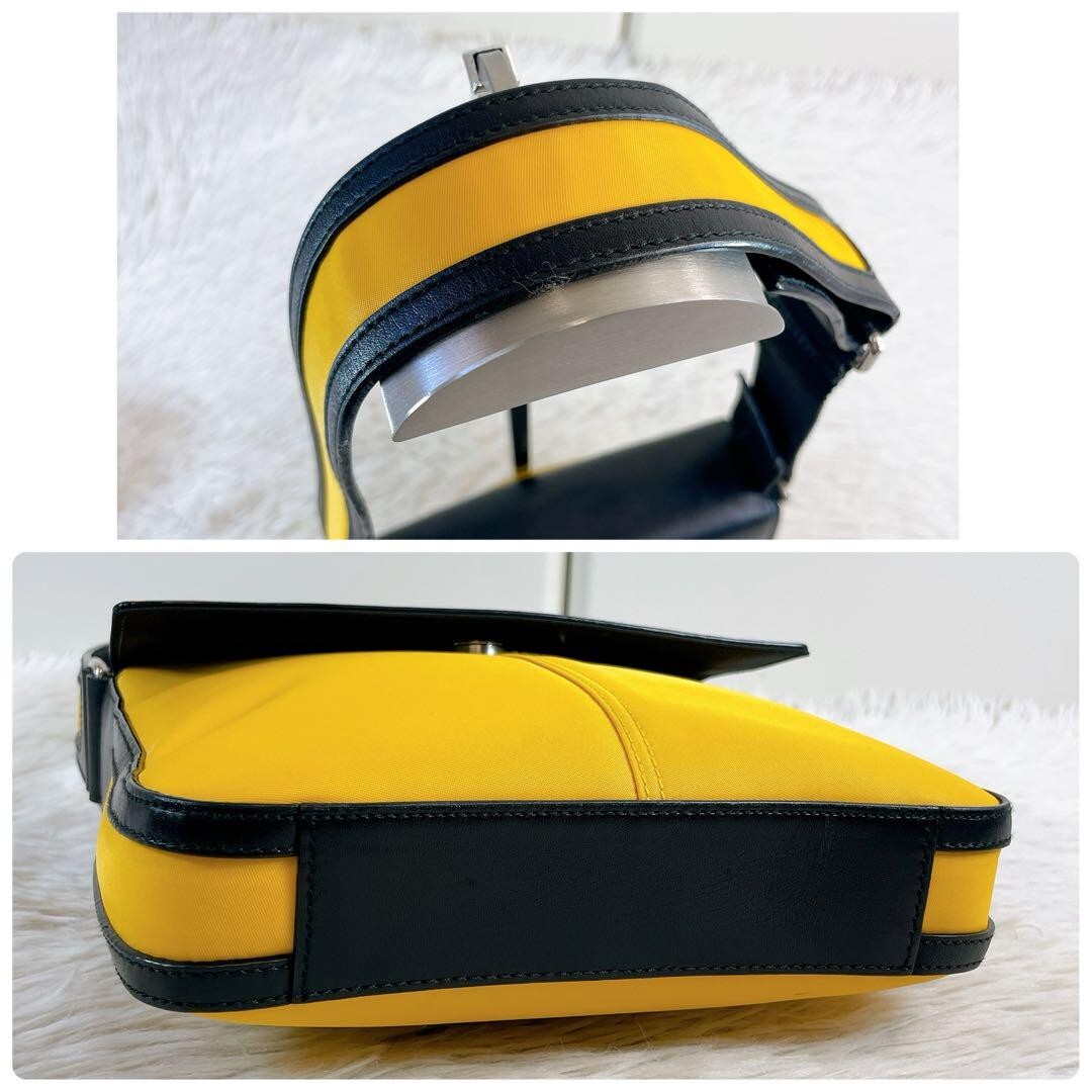 GIVENCHY 4G Logo Shoulder Bag Hand Bag Nylon Leather Yellow GIVENCHY 4G Logo Shoulder Bag Hand Bag Nylon Leather Yellow
