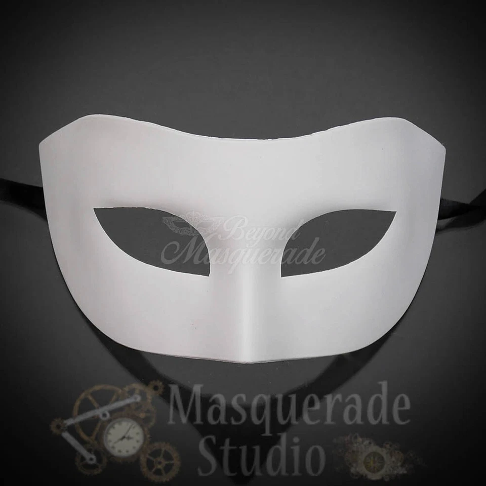 Mens Eye Mask Phantom of the Opera Venetian Minimalist Masquerade Mask [White] - Image 2 of 4