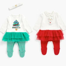 Baby Girls Christmas Sleepsuit Babygrow Tutu Mothercare Outfit Xmas Long Sleeve