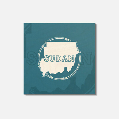 Sudan Map Grunge Travel 4'' X 4'' Square Wooden Coaster