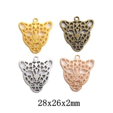 20pcs 28*26*2MM Alloy Charm Leopard Hollow out Pendant