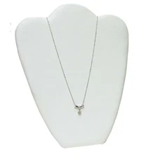 White Leatherette Necklace Chain Jewelry Display Holder Padded Easel Stand