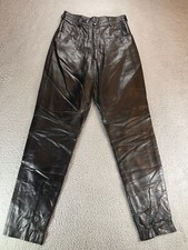 Leather Pants Womens 8 Black Clifford Michael Vintage Straight Leg High Rise EUC