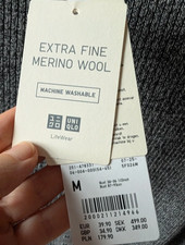 UNIQLO Rollkragenpullover  Damen   100% Merino NEU  Gr.M grau meliert