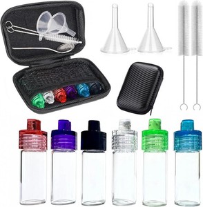 6  Travel Spice Containers with Spoon, Mini glass, airtight, funnels
