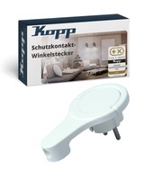 Schutzkontakt-Winkelstecker Kopp Arktis-Weiß IP20 Mit Klappgriff Und Knickschutz