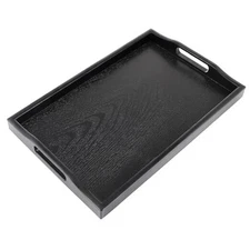 Plastic Serving Tray with Handles, 16.5" x 10.6" Rectangular Ottoman Tray for 