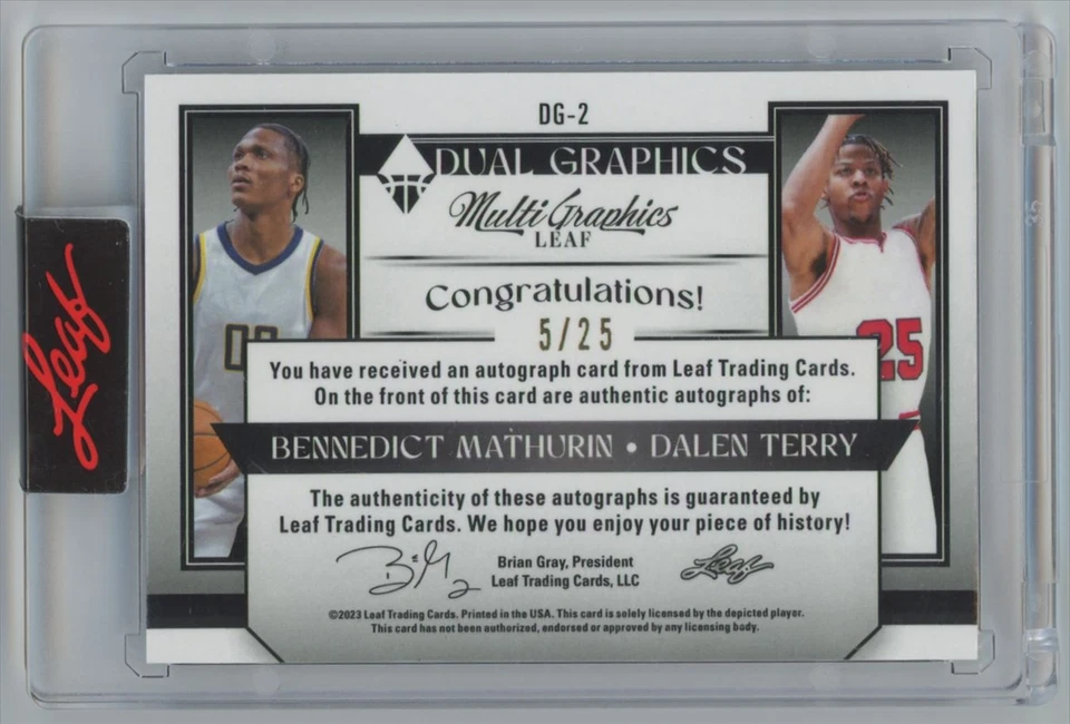 2022-23 Leaf Dual Graphics 5/25 Bennedict Mathurin/ Dalen Terry Auto  #DG-2 - Image 2 of 2