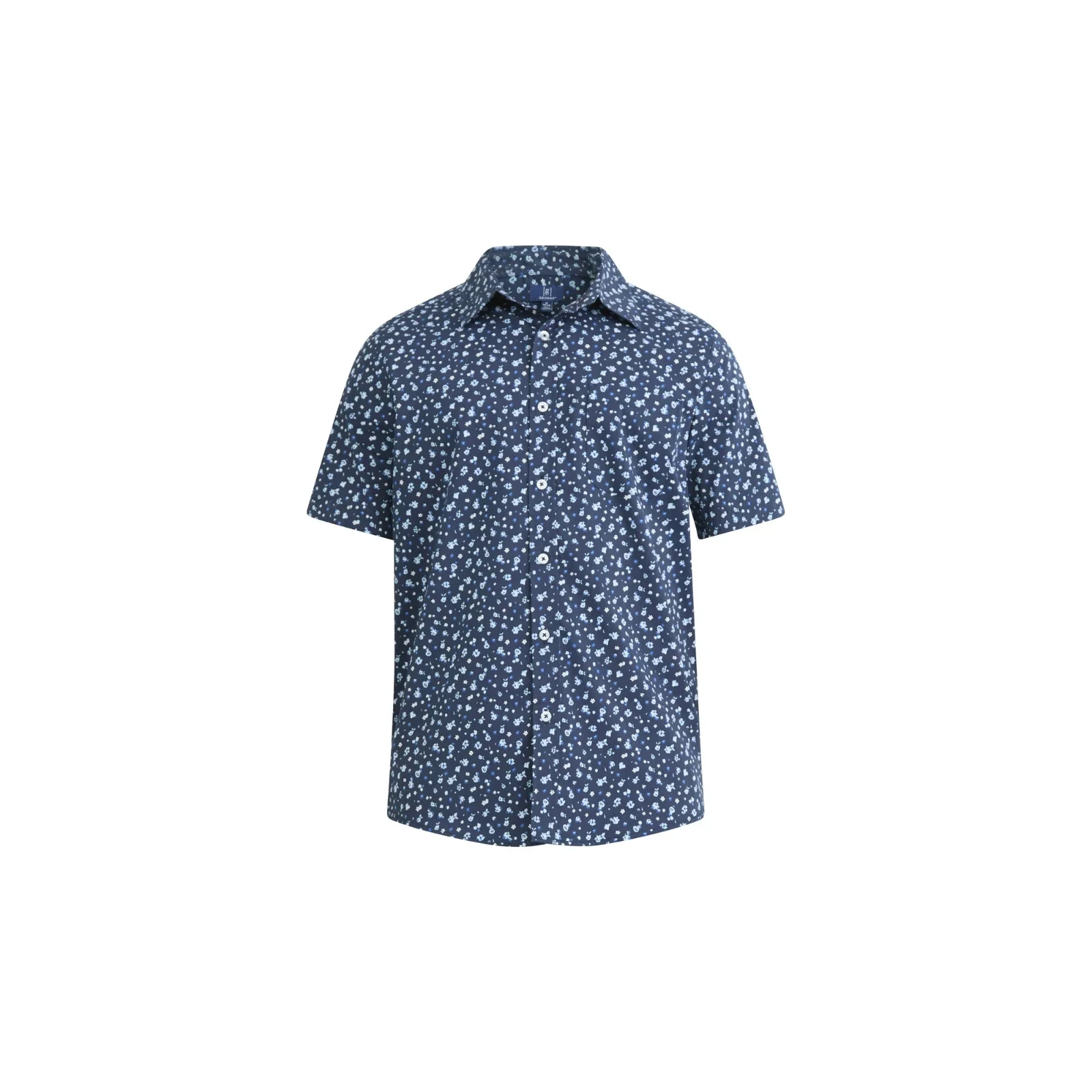 George Men’s Button-Up Commuter Shirt, Dark Navy Floral Size XL(46-48)