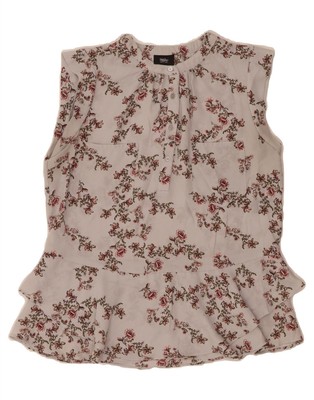 Mossimo Damen Bluse Top UK 14 Mittelgrau Blumenmuster Polyester BF14