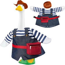 Porch Goose Spring Outfits, 23 Inch Lawn Goose Statue Clothes with Wings, Denim