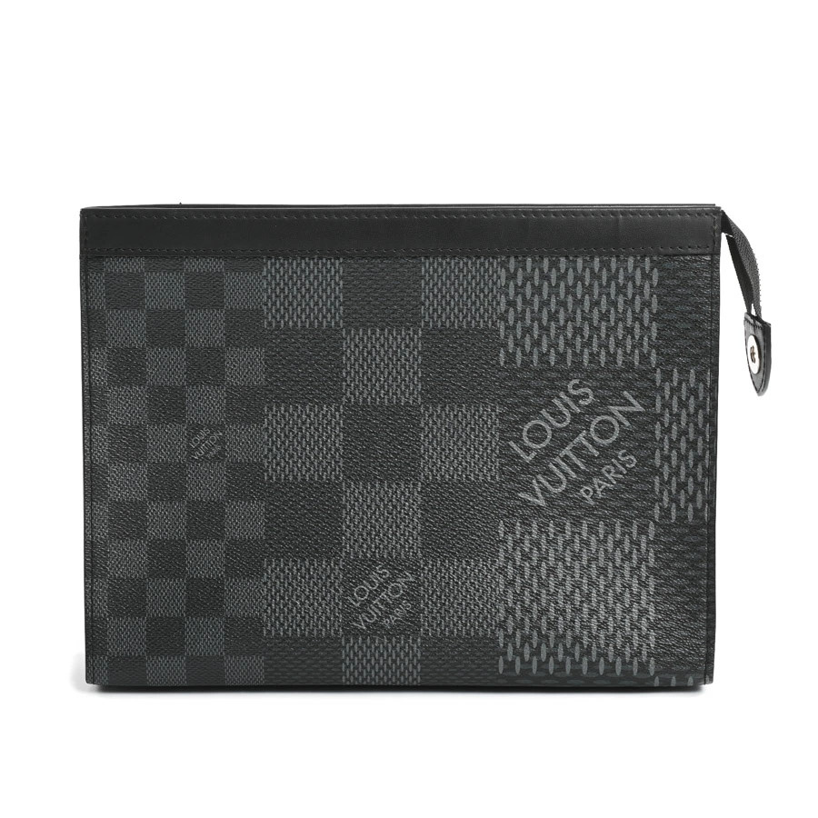 Used A Grade Louis Vuitton Pochette Voyage MM Clutch Bag N60444 Black Men s