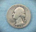 1942-P Washington Quarter, 90% Silver