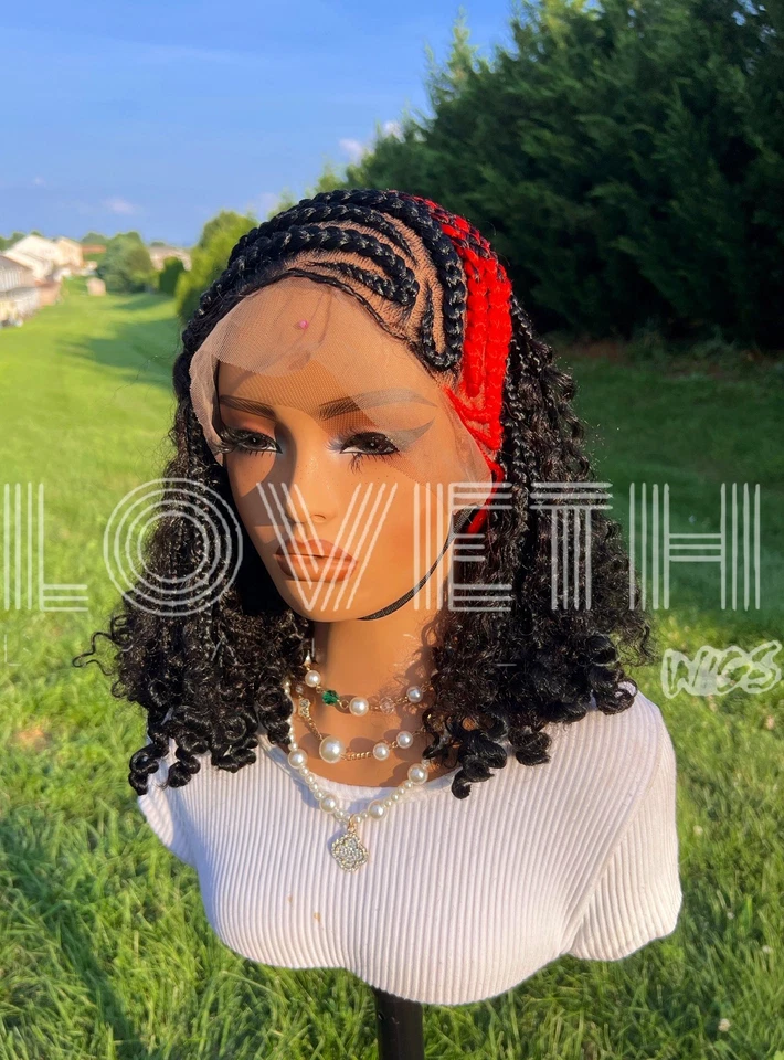 Ships next day(2days SHIPPING)Cornrow Full lace Braided wig,black knotless braid - Image 4 of 4