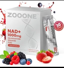 ZOOONE  NAD+ Nicotinamide Riboside PQQ Drink Mix Energy & Skin Support 30 Pack