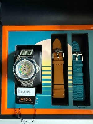 MIDO Ocean Star Decompression Timer Torquoise Automatic Swiss Watch Boxes Straps