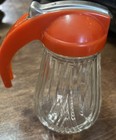 Vintage Diner Syrup Dispenser 1950-1960's Clear Glass With  Red Lid — photo 4