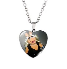 The Muppets Necklace - Kermit The Frog, Miss Piggy, Animal Heart Pendant Boxed