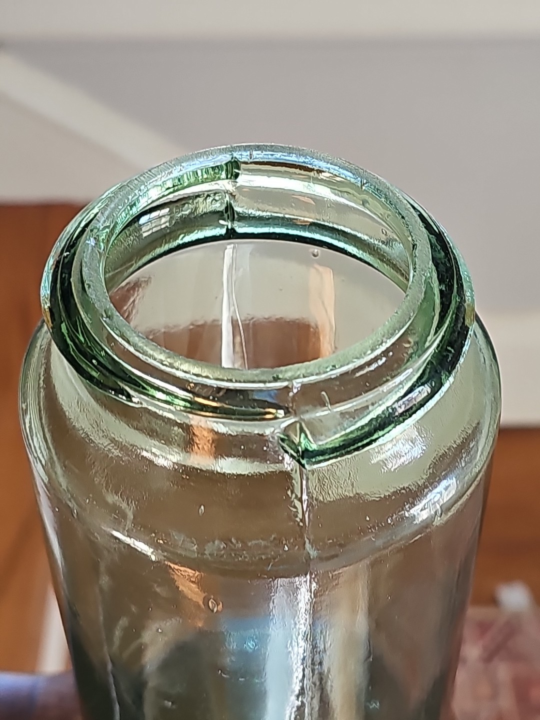 Apple green Cohansey fruit canning jar tall cylinder quart aqua wire lid Mason