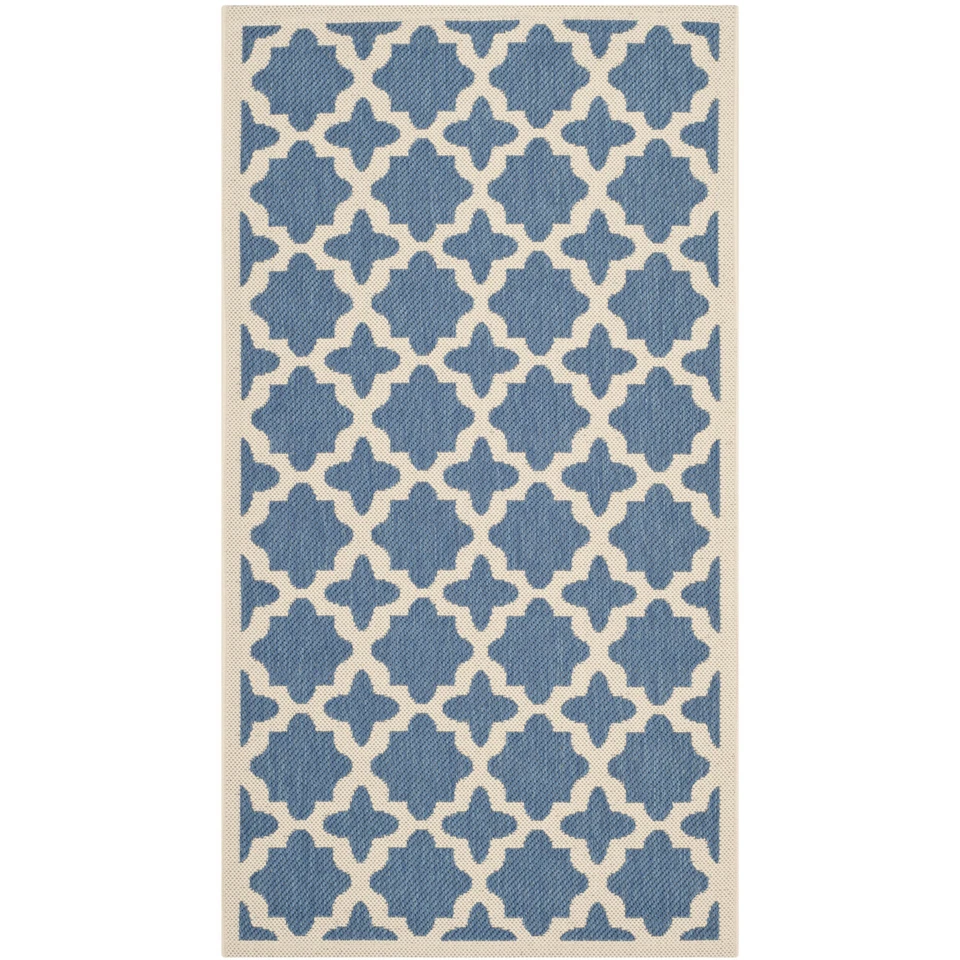 SAFAVIEH Indoor Outdoor CY6913-243 Courtyard Blue / Beige Rug - Image 4 of 4