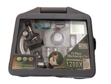 AmScope 52pc Kids' Beginner Microscope STEM Kit with Slides, LED Light, Carrying