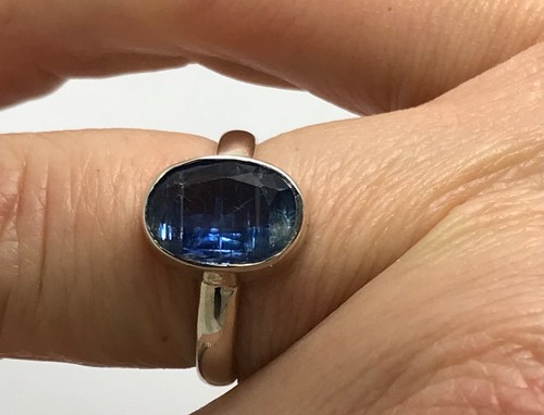 Kyanite oval ring Solid Sterling Silver Size N. Faceted, 10 x 8mm. New. - Picture 12 of 12
