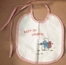 Baby Smurf Bib, Keep on Smurfin' vintage 1970's unused