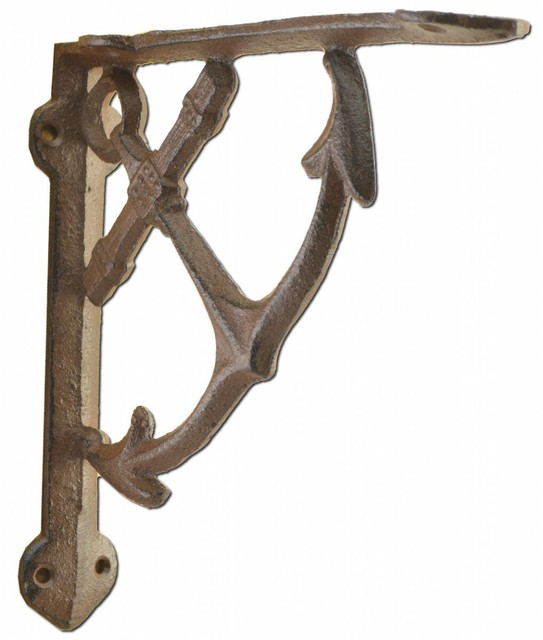 Lot Of 4 Nautical Shelf Brackets Ship Anchor Braces Rust Brown Cast