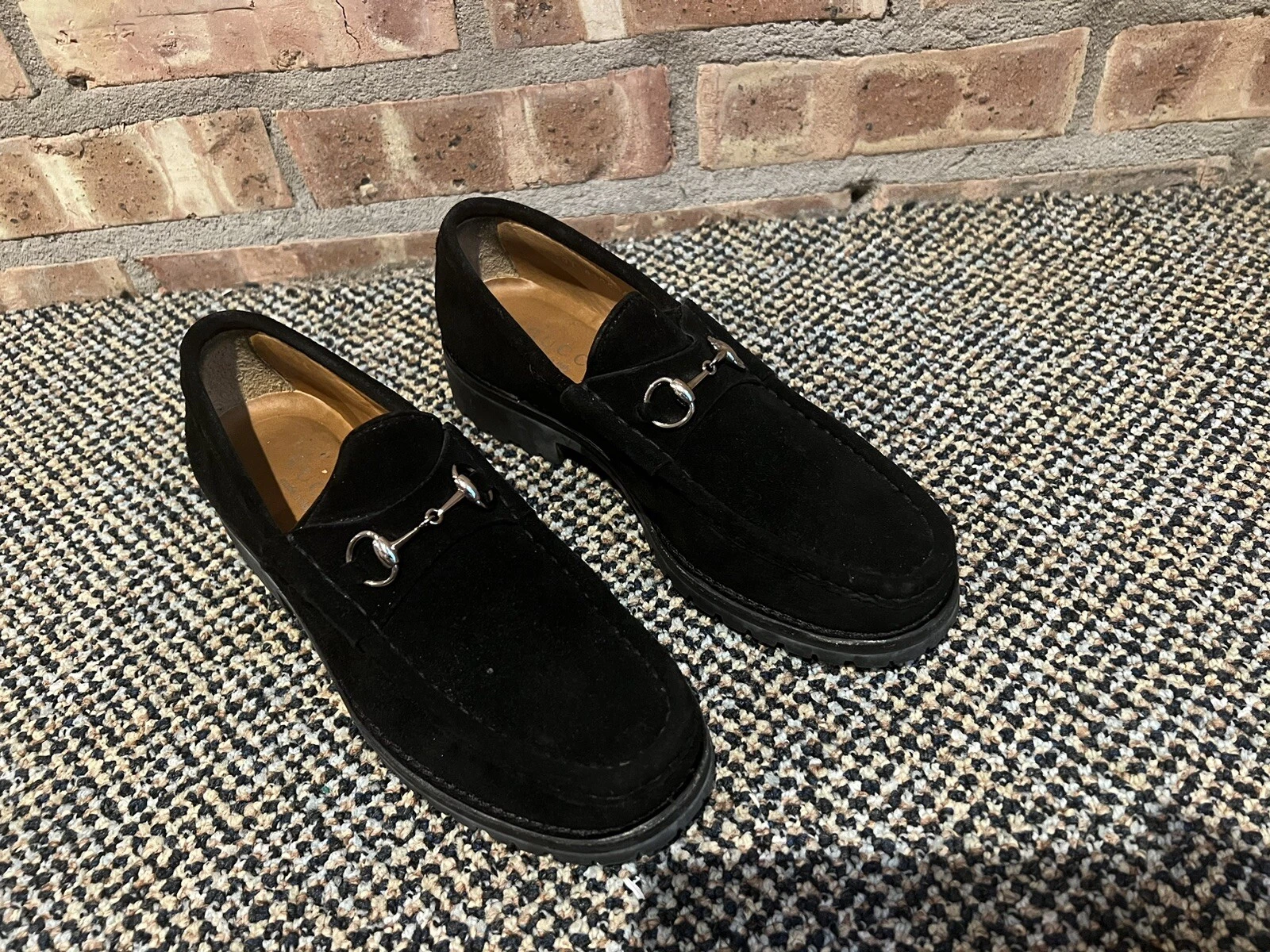 Chaussures de sport homme GUCCI noir/noir boucle en daim 8 B Newman Marcus/boîte