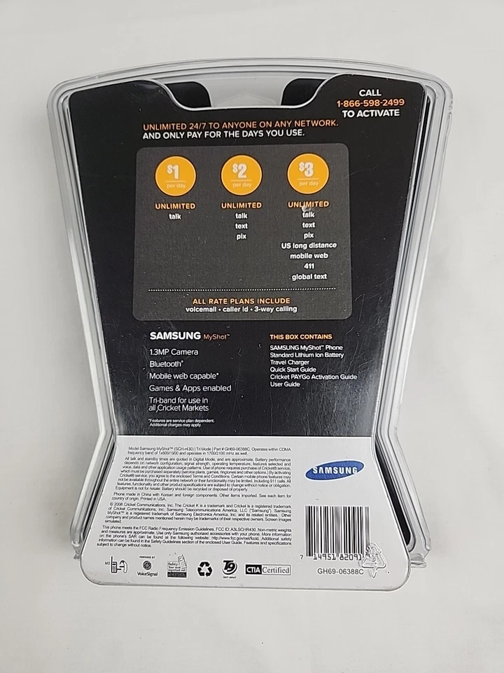 Samsung MyShot SCH-r430 - 20 MB - Black Silver (Cricket Wireless paygo) 2008 NIP - Image 2 of 2