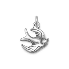Authentic 925 Sterling Silver Oxidized Sparrow Women's Bracelet Charm