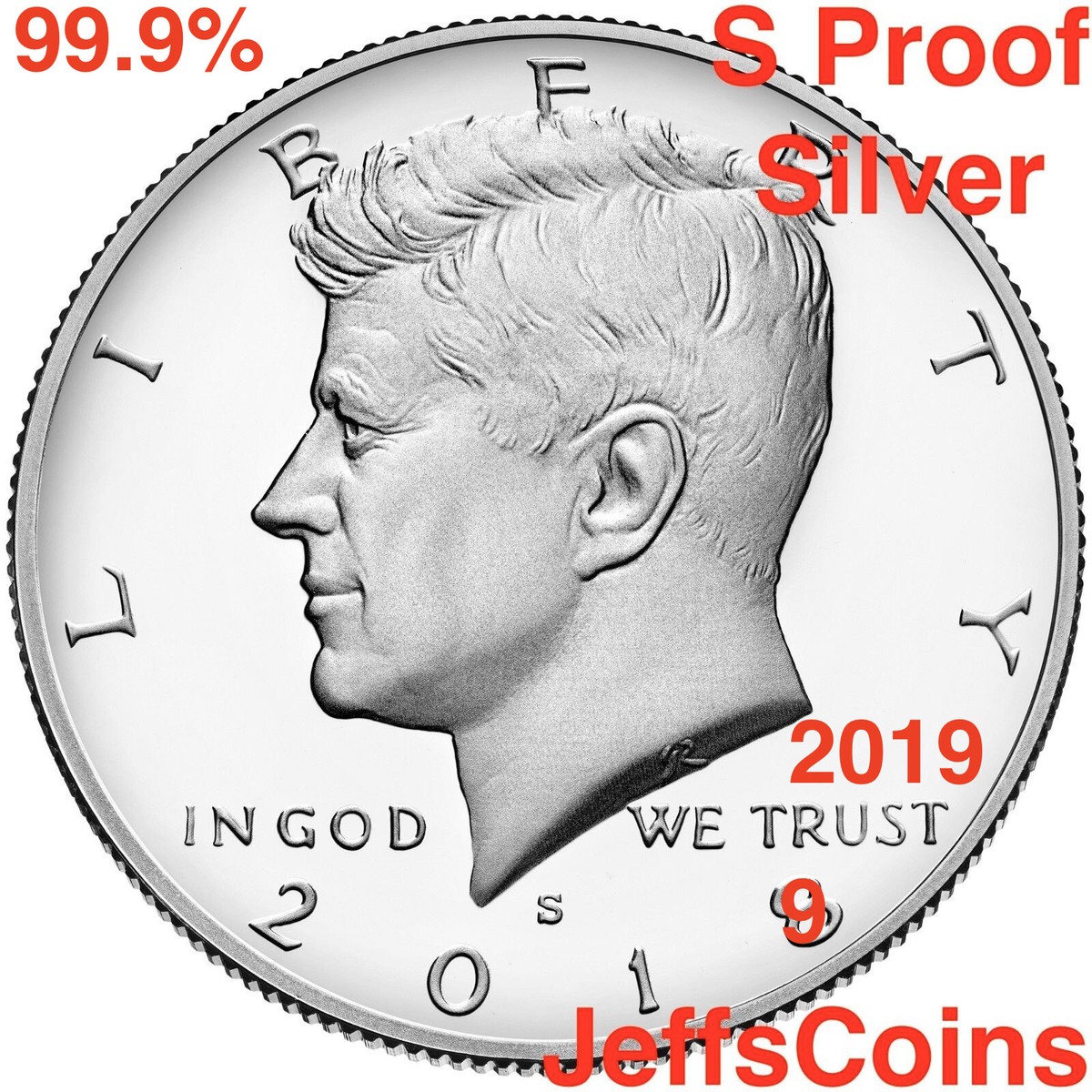 2019 S Kennedy 99.9% Silver Half Dollar Proof Mint Kenedy 50 Cent